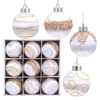 HKM-924819 Christmas Foam Painted Silk Ball Ornaments – 8cm, Mixed Colors (9 Pack)
