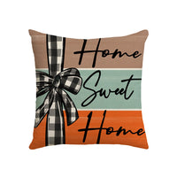HKM-924883 Fall Pumpkin Home Sweet Home Throw Pillow Cover - 18x18 Inch Autumn Floral Accent for Sofa and Couch Decor