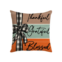 HKM-924883 Fall Pumpkin Home Sweet Home Throw Pillow Cover - 18x18 Inch Autumn Floral Accent for Sofa and Couch Decor