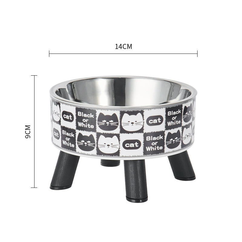 HKM-925075 High Platform Stainless Steel Cat Bowl with Anti-Tumble Design