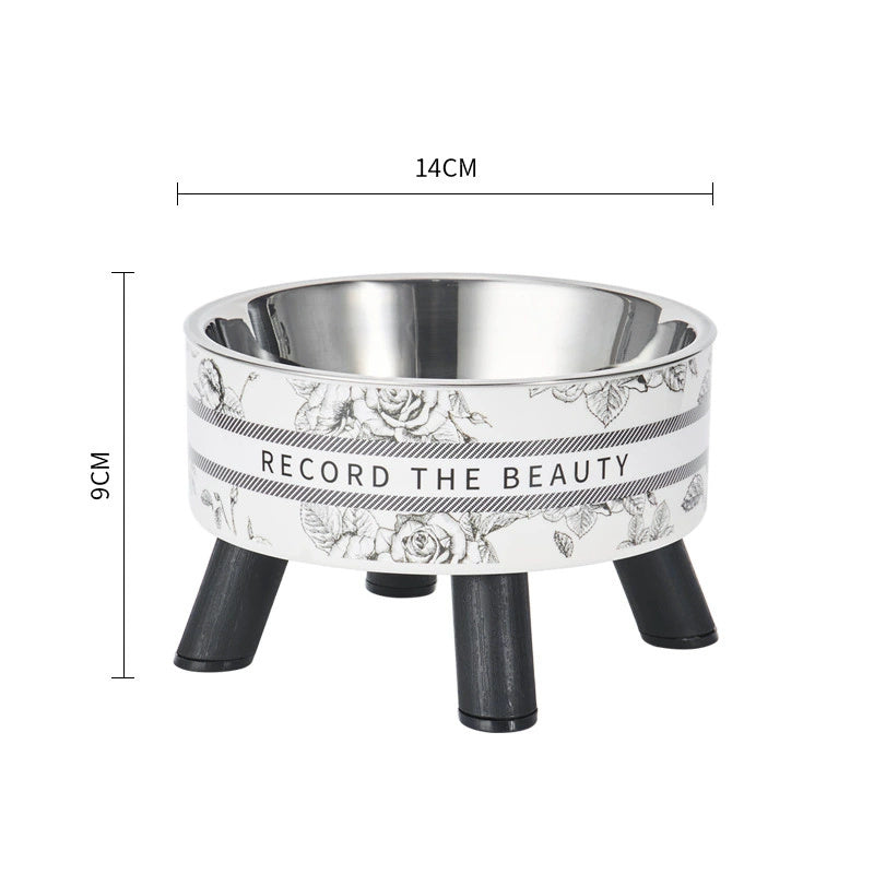 HKM-925075 High Platform Stainless Steel Cat Bowl with Anti-Tumble Design