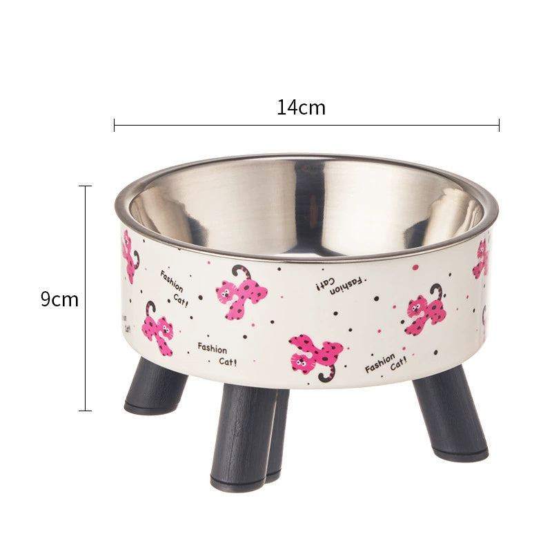 HKM-925075 High Platform Stainless Steel Cat Bowl with Anti-Tumble Design