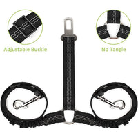 HKM-925203 Double-Ended Pet Car Seat Belt with Traction Rope for Two Pets
