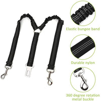 HKM-925203 Double-Ended Pet Car Seat Belt with Traction Rope for Two Pets