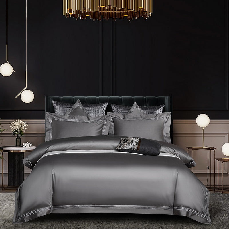 HKM-925203 Long-Staple Cotton 4-Piece Bedding Set for 1.5-1.8M and 2.0M Beds, Soft and Durable