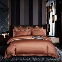 HKM-925203 Long-Staple Cotton 4-Piece Bedding Set for 1.5-1.8M and 2.0M Beds, Soft and Durable