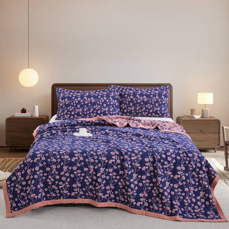 HKM-925203 Multifunctional Three-Layer Gauze Blanket with Pillowcase in Various Colors and Sizes