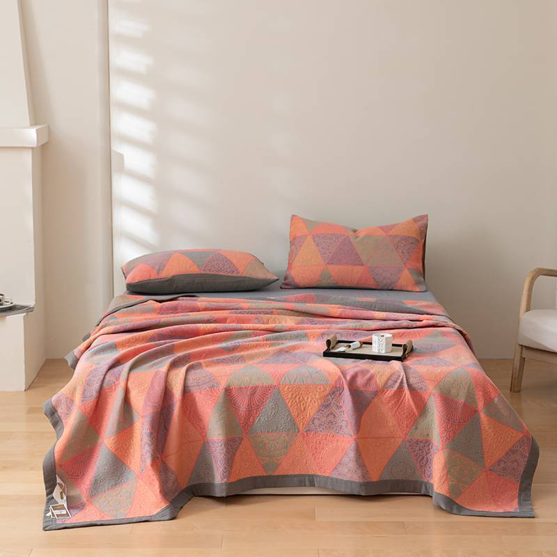 HKM-925203 Multifunctional Three-Layer Gauze Blanket with Pillowcase in Various Colors and Sizes