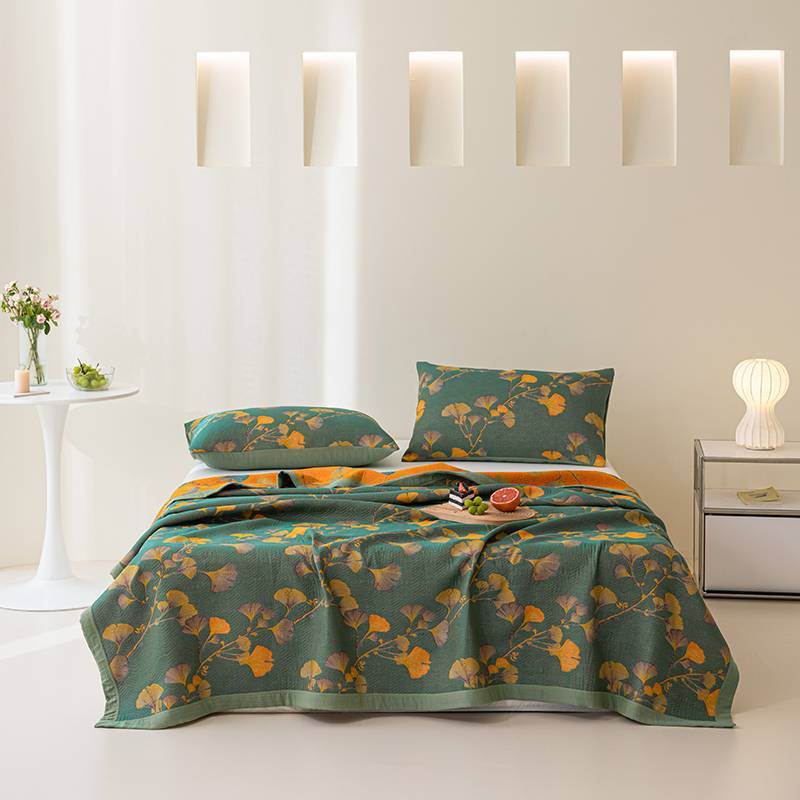 HKM-925203 Multifunctional Three-Layer Gauze Blanket with Pillowcase in Various Colors and Sizes