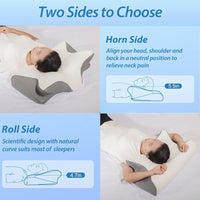 HKM-925331 Memory Foam Cervical Support Pillow - Slow Rebound Ox Horn Shape, 59x40x12cm, Tencel Diamond Lattice