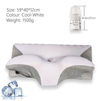 HKM-925331 Memory Foam Cervical Support Pillow - Slow Rebound Ox Horn Shape, 59x40x12cm, Tencel Diamond Lattice