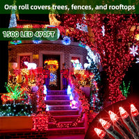 HKM-925395 470ft 1500 LED Outdoor Christmas String Lights - 12 Modes, Dimmable, Timer, Waterproof for Home and Holiday Decor