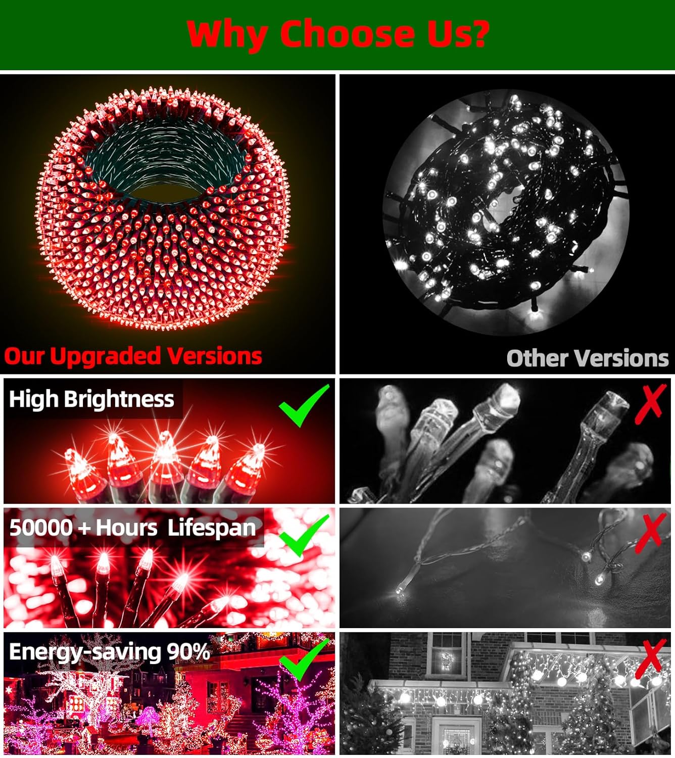 HKM-925395 470ft 1500 LED Outdoor Christmas String Lights - 12 Modes, Dimmable, Timer, Waterproof for Home and Holiday Decor