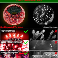 HKM-925395 470ft 1500 LED Outdoor Christmas String Lights - 12 Modes, Dimmable, Timer, Waterproof for Home and Holiday Decor