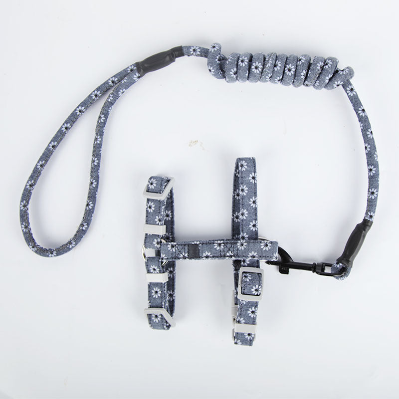 HKM-925715 Cat Harness and Leash Set - Cotton Cloth Pet Chest Strap for Walking, Sizes S and M Available
