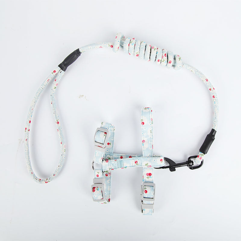 HKM-925715 Cat Harness and Leash Set - Cotton Cloth Pet Chest Strap for Walking, Sizes S and M Available