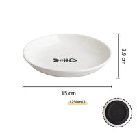HKM-925715 Whisker-Friendly Ceramic Cat Food Bowls with Non-Slip Silicone Base, Shallow Design for Food and Water