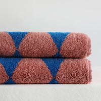 HKM-925779 Parent-Child Long-Staple Cotton Yarn-Dyed Rhombus and Striped Towels Set