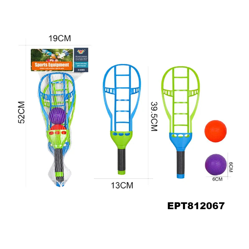HKM-926163 Kids Lacrosse Toss and Catch Racket Set - Outdoor Plastic Paddle Game for Ages 2-4
