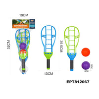HKM-926163 Kids Lacrosse Toss and Catch Racket Set - Outdoor Plastic Paddle Game for Ages 2-4