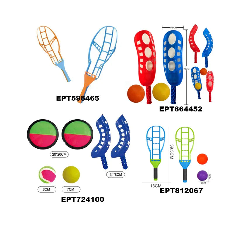 HKM-926163 Kids Lacrosse Toss and Catch Racket Set - Outdoor Plastic Paddle Game for Ages 2-4