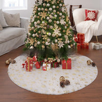 HKM-926163 Plush Christmas Tree Group Mat - Snowflake Star Design, Available in Various Sizes