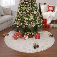 HKM-926163 Plush Christmas Tree Group Mat - Snowflake Star Design, Available in Various Sizes