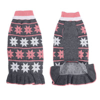 HKM-926227 Cozy Acrylic Dog Sweater Dress with Star Wave Design for Autumn and Winter