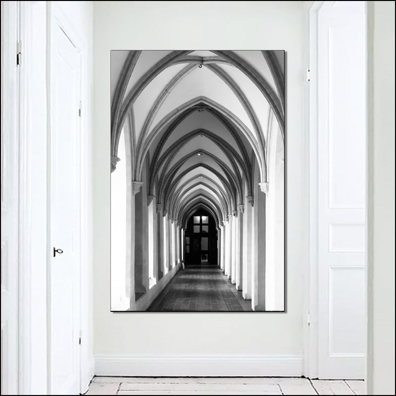 HKM-926355 Black and White Modern Architecture Canvas Art Print