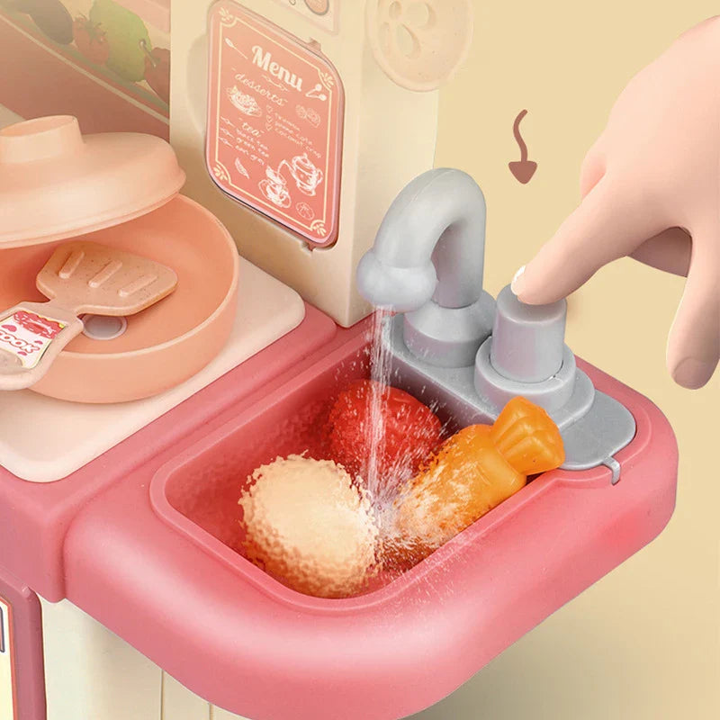 Children's Mini Kitchen Play Set with Light - Pretend Cooking Table Toy for Ages 2 to 14