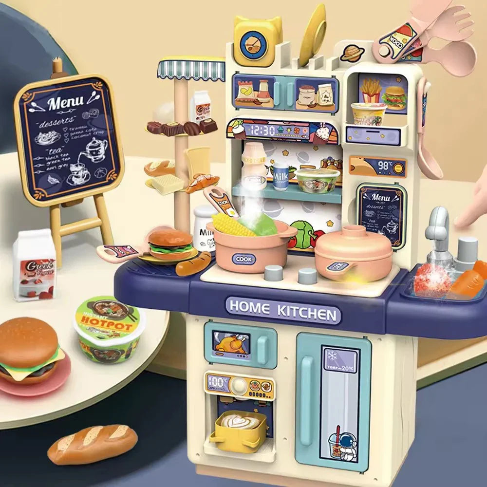 Children's Mini Kitchen Play Set with Light - Pretend Cooking Table Toy for Ages 2 to 14