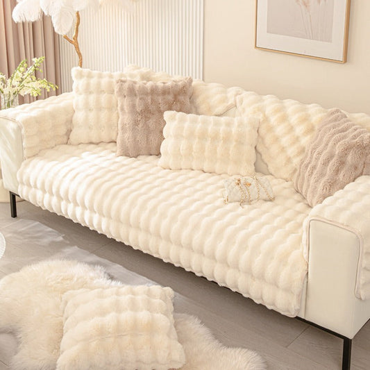 HKM-926355 Nordic Style Thickened Plush Sofa Cushion in Bubble Rabbit Fur - Various Sizes & Colors Available