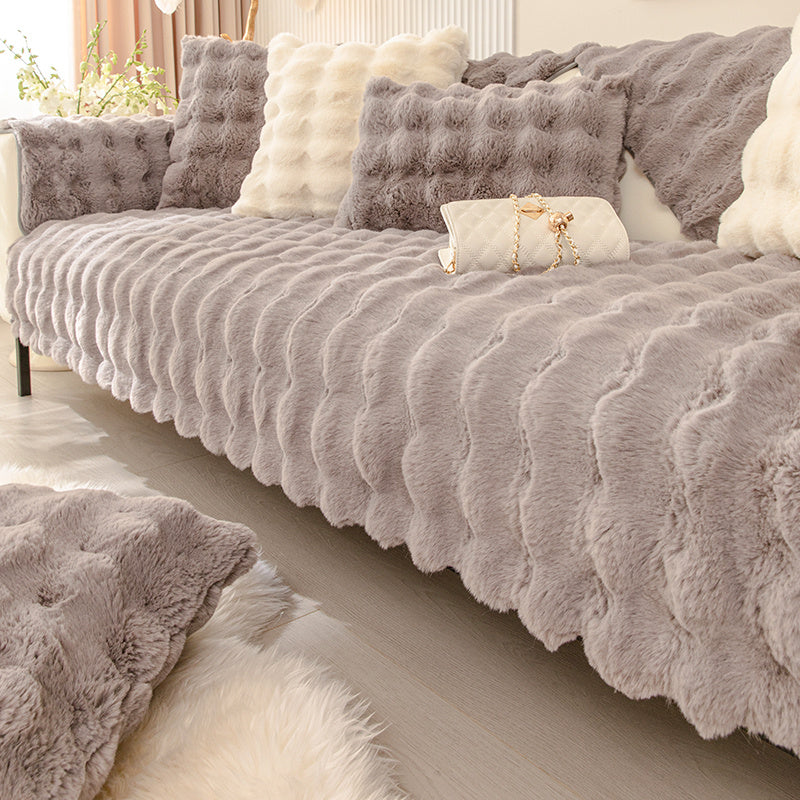 HKM-926355 Nordic Style Thickened Plush Sofa Cushion in Bubble Rabbit Fur - Various Sizes & Colors Available
