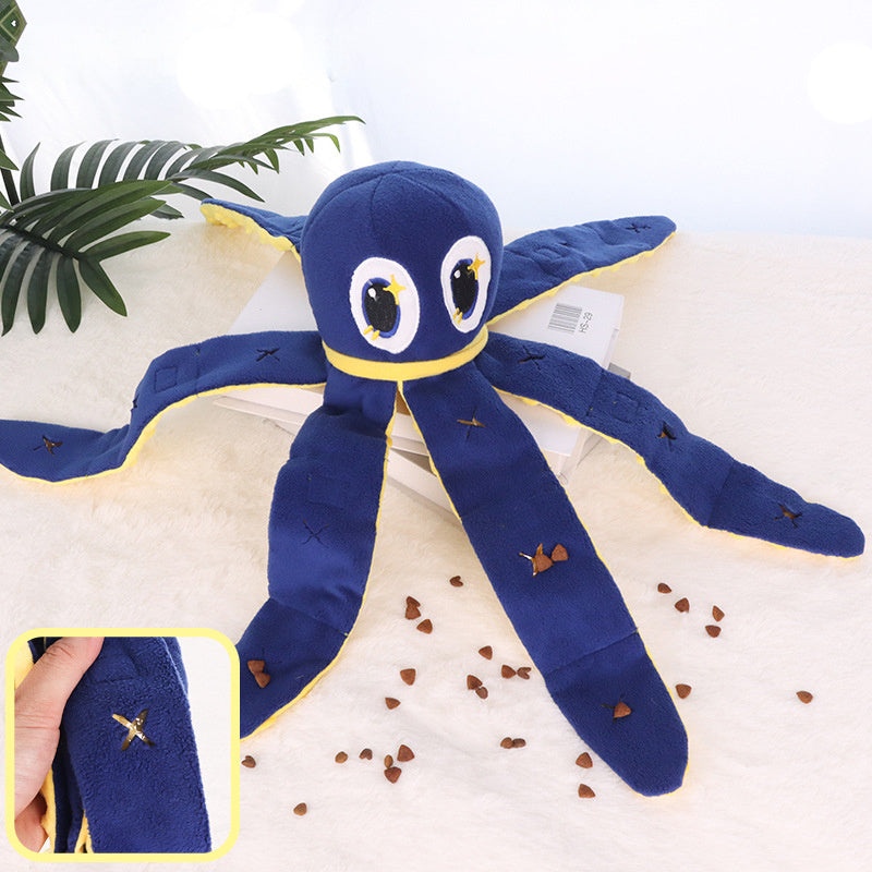 HKM-926803 Big-Eyed Octopus Plush Dog Toy with Sound and Hidden Treat Compartment