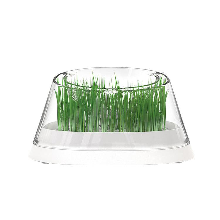 HKM-926867 Elevated Oblique Mouth Cat Drinking Bowl - White, Dishwasher Safe, Modern Design