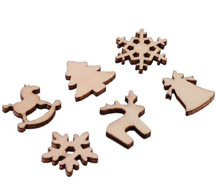 HKM-927123 Wood Chips for Christmas Decoration - 1000 Pieces, Plywood Openwork Patterns of Fish, Insects, Birds, and Beasts