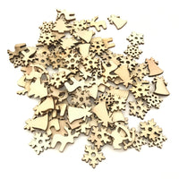 HKM-927123 Wood Chips for Christmas Decoration - 1000 Pieces, Plywood Openwork Patterns of Fish, Insects, Birds, and Beasts