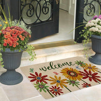 HKM-927187 Floral Entry Mat for Dust Control – Machine Washable Polyester Fiber – Decorative Designs in Various Sizes