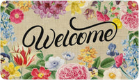 HKM-927187 Floral Entry Mat for Dust Control – Machine Washable Polyester Fiber – Decorative Designs in Various Sizes
