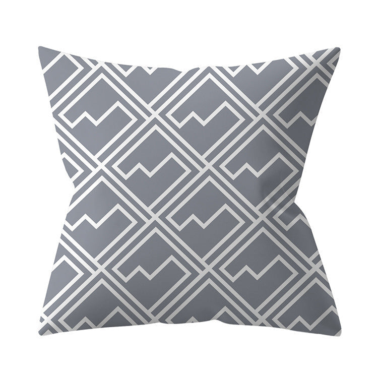 KTX-927187 Gray Geometric Abstraction Polyester Pillow Cover - European Style 45x45cm