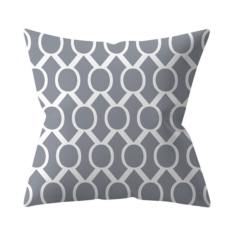 KTX-927187 Gray Geometric Abstraction Polyester Pillow Cover - European Style 45x45cm