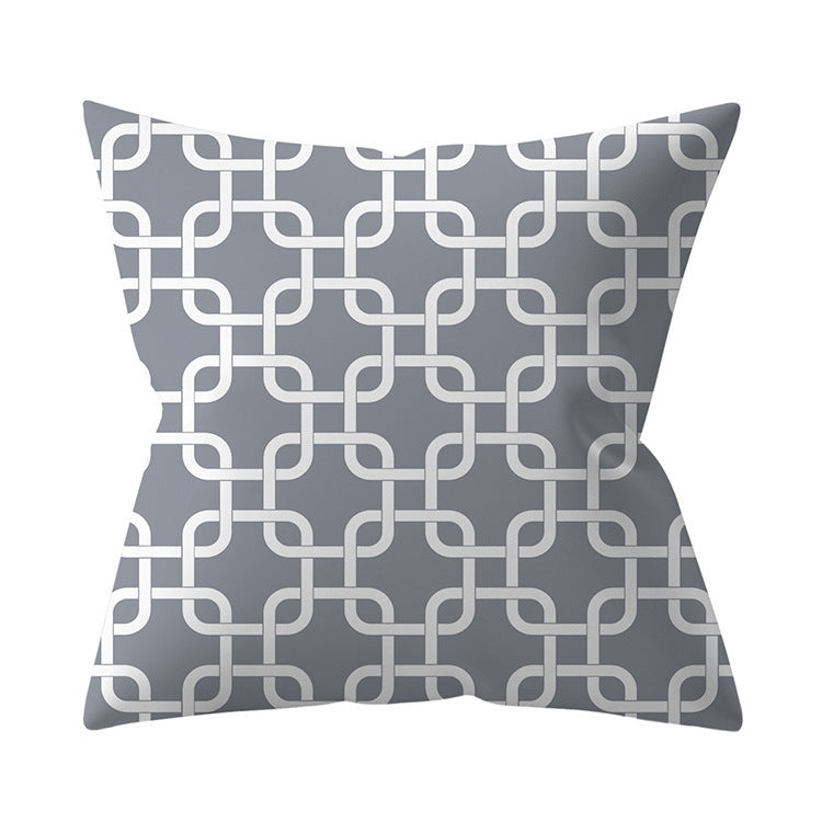 KTX-927187 Gray Geometric Abstraction Polyester Pillow Cover - European Style 45x45cm