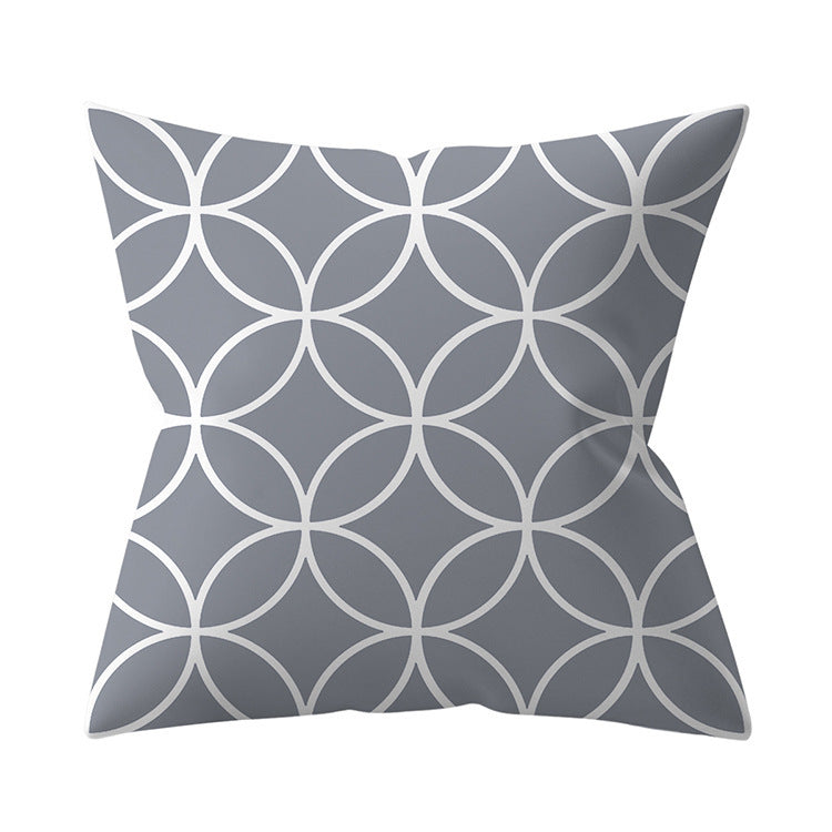 KTX-927187 Gray Geometric Abstraction Polyester Pillow Cover - European Style 45x45cm