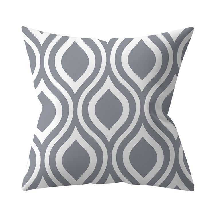 KTX-927187 Gray Geometric Abstraction Polyester Pillow Cover - European Style 45x45cm