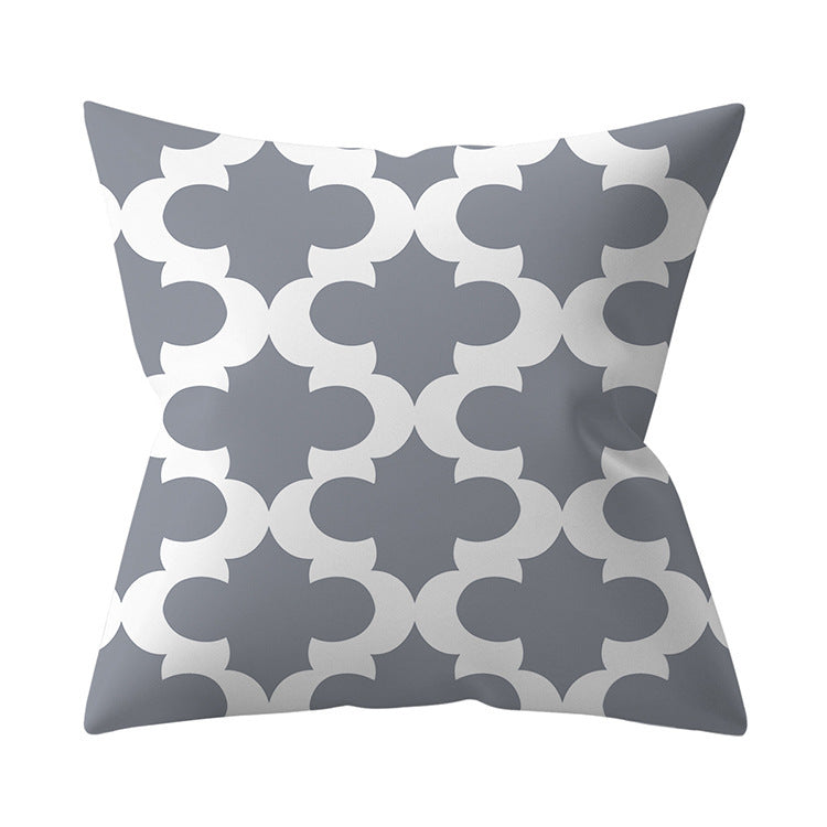 KTX-927187 Gray Geometric Abstraction Polyester Pillow Cover - European Style 45x45cm