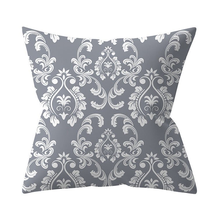 KTX-927187 Gray Geometric Abstraction Polyester Pillow Cover - European Style 45x45cm