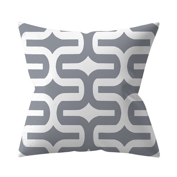KTX-927187 Gray Geometric Abstraction Polyester Pillow Cover - European Style 45x45cm