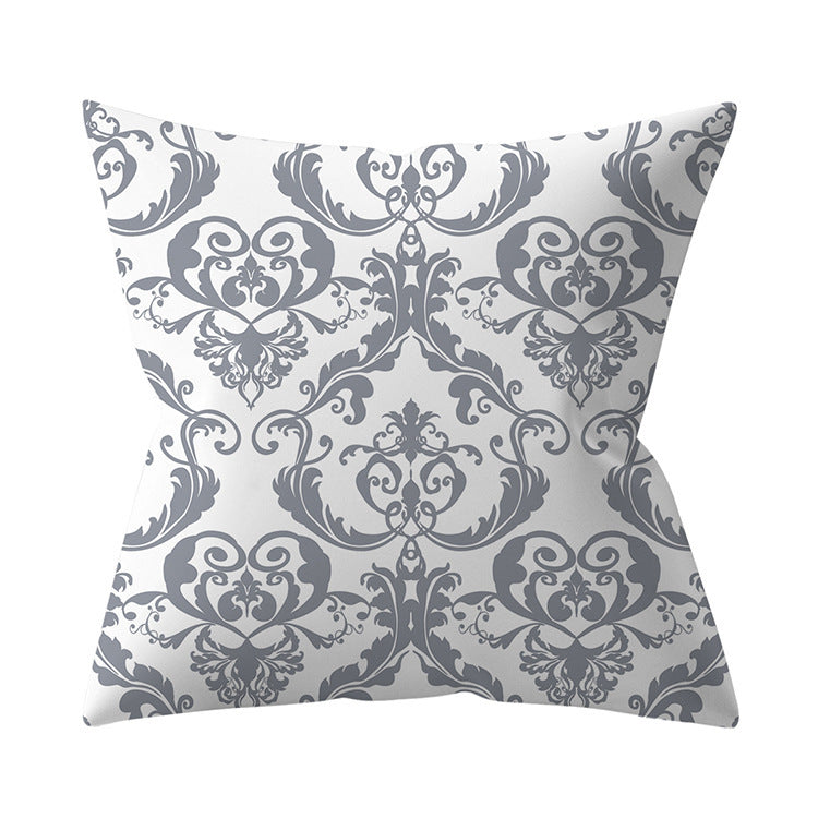 KTX-927187 Gray Geometric Abstraction Polyester Pillow Cover - European Style 45x45cm