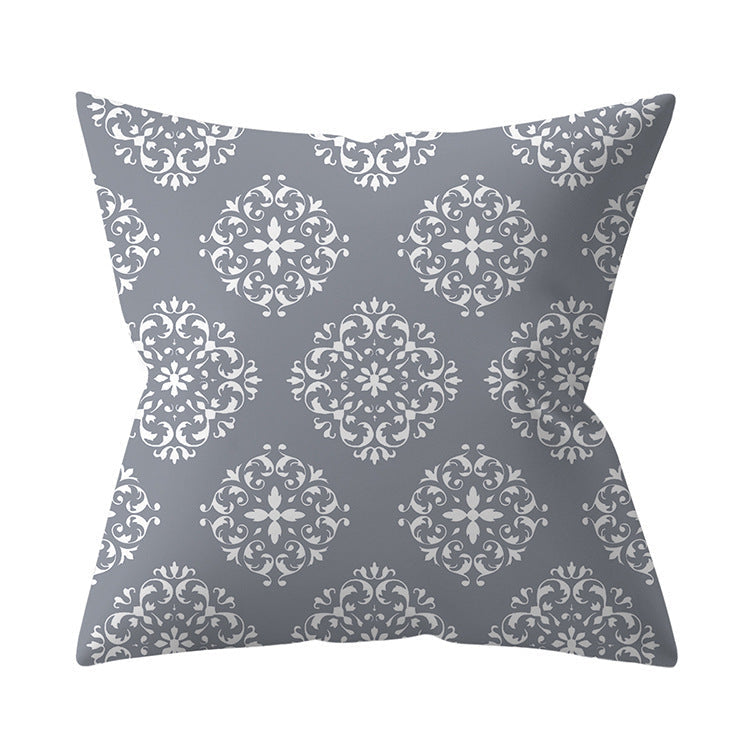 KTX-927187 Gray Geometric Abstraction Polyester Pillow Cover - European Style 45x45cm