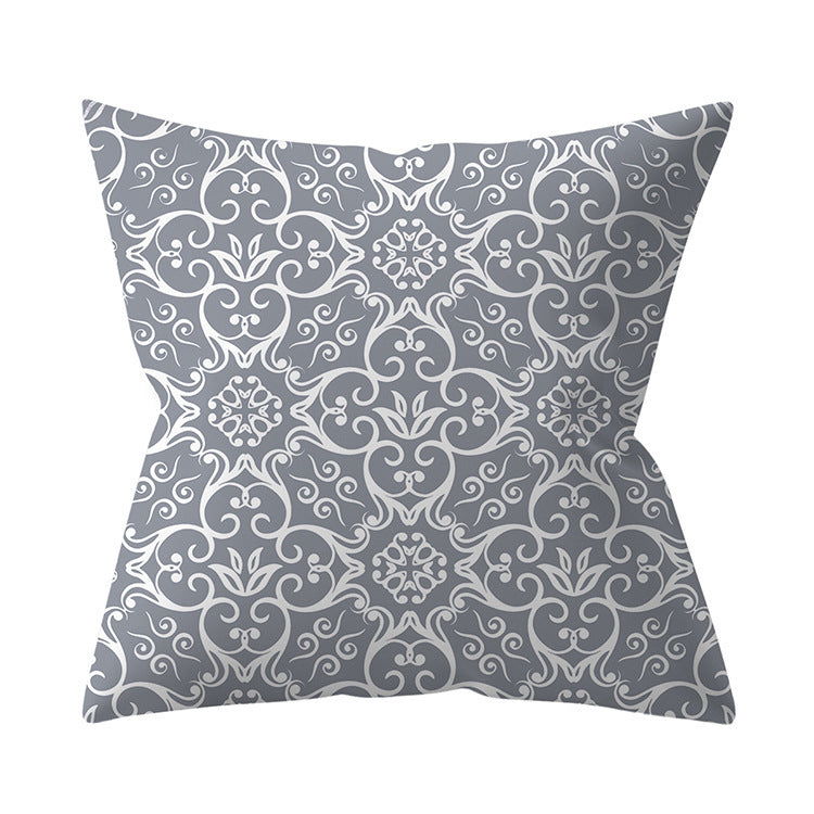 KTX-927187 Gray Geometric Abstraction Polyester Pillow Cover - European Style 45x45cm